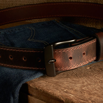 Frontier Premium Leather Belt - Black Buckle