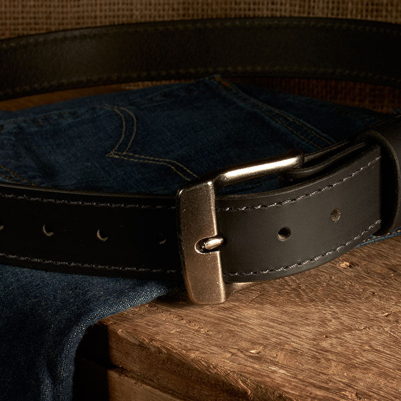 Frontier Premium Leather Belt - Antique Silver