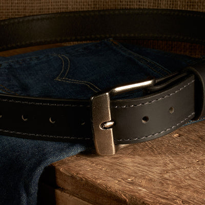 Frontier Premium Leather Belt - Antique Silver