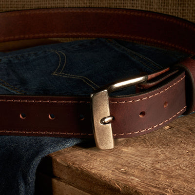 Frontier Premium Leather Belt - Antique Silver