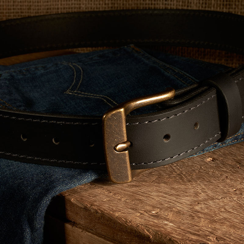 Frontier Premium Leather Belt - Antique Brass