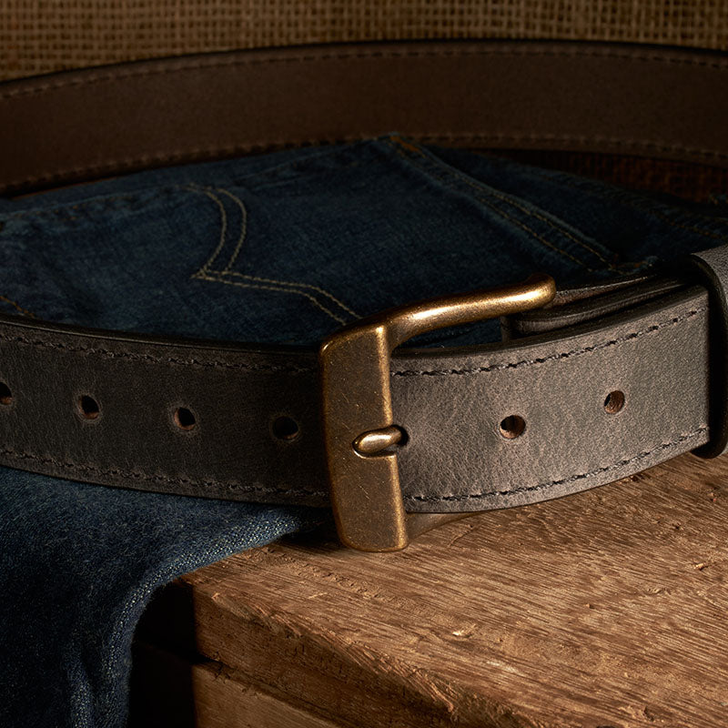 Frontier Premium Leather Belt - Antique Brass