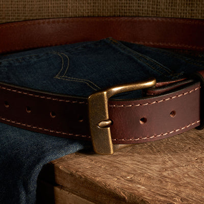 Frontier Premium Leather Belt - Antique Brass