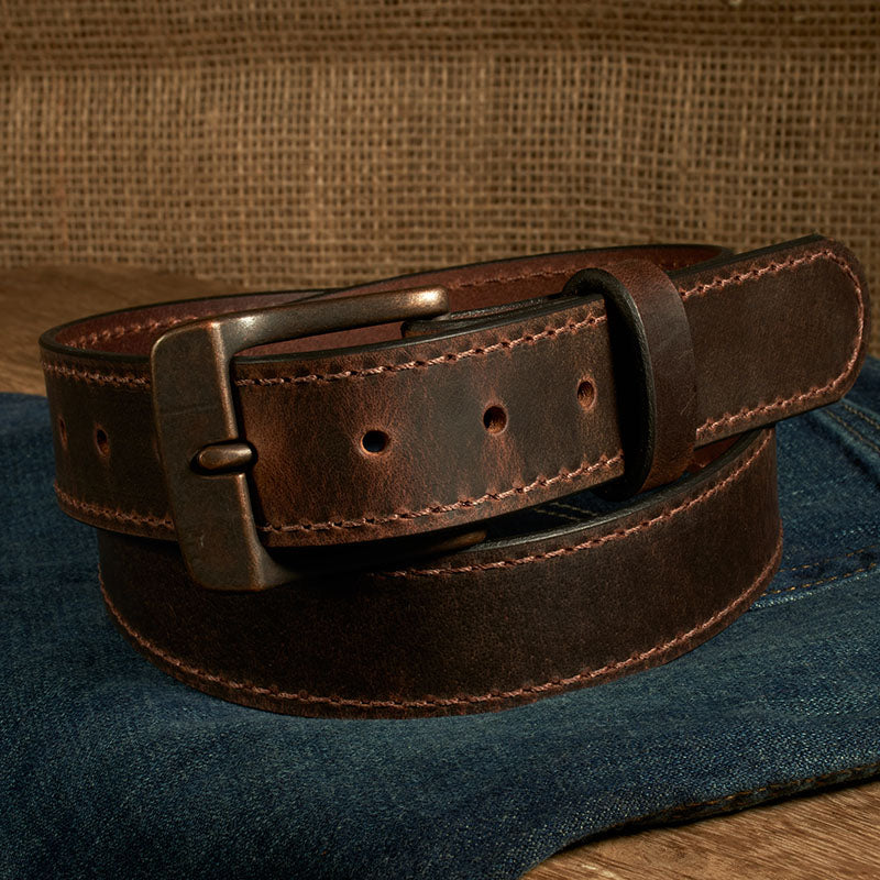 Frontier Premium Leather Belt - Antique Copper