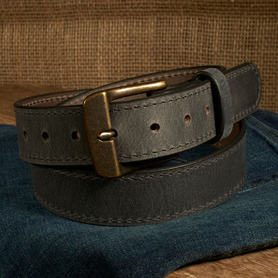 Frontier Premium Leather Belt - Antique Brass