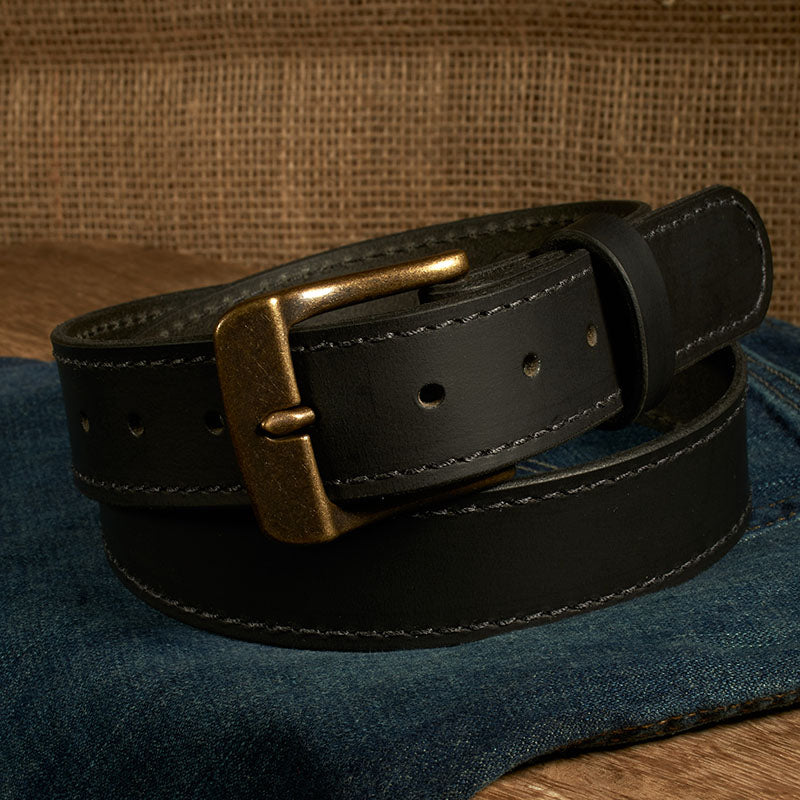 Frontier Premium Leather Belt - Antique Brass