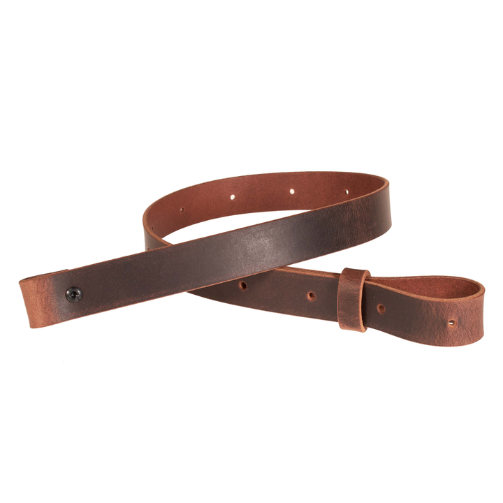 Brown leather belt on a white background