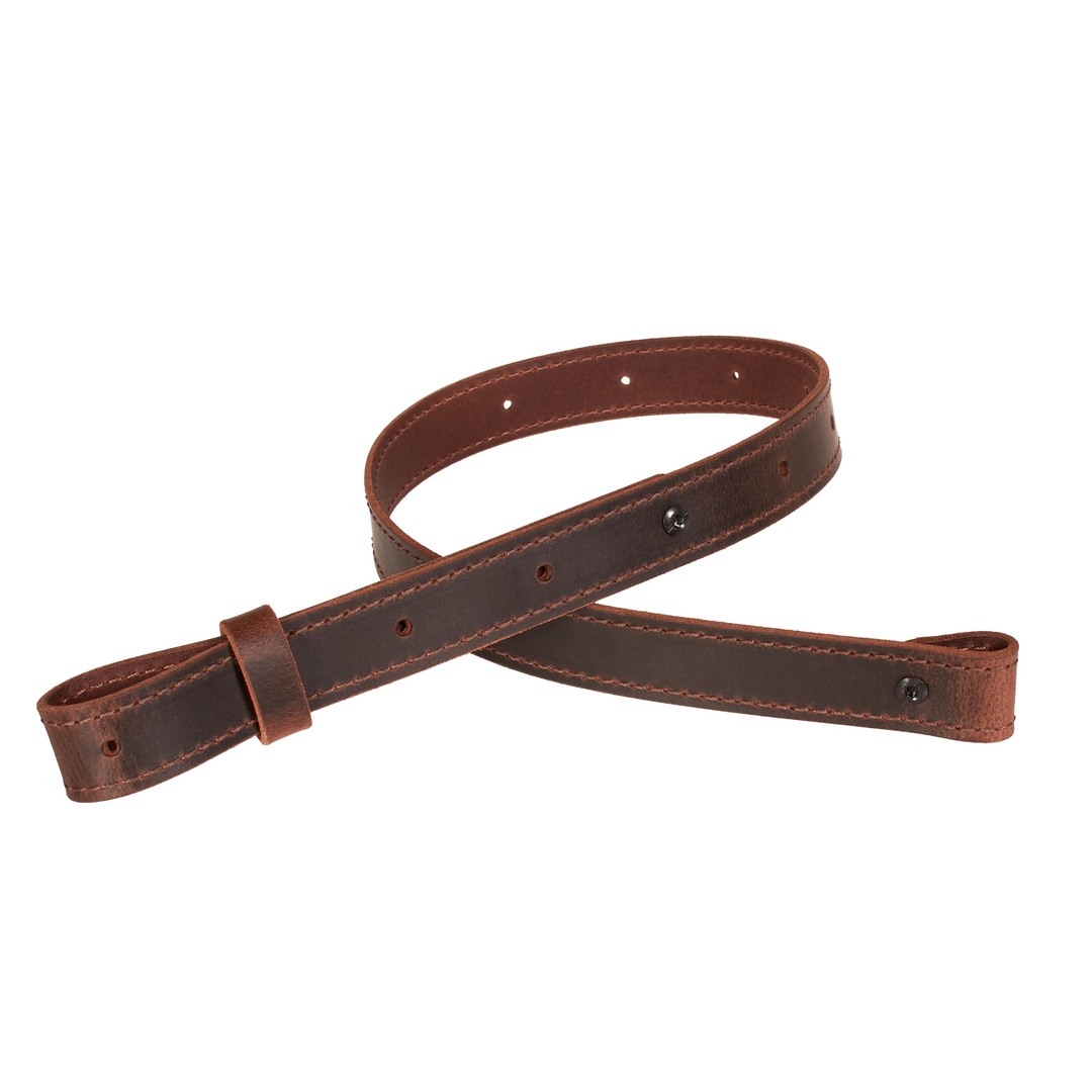 Brown leather belt on a white background
