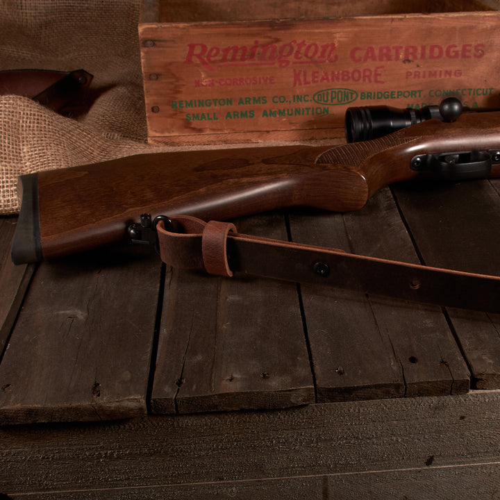 BF700 Buffalo Leather Cobra Style Rifle Sling – Padded with Suede Back – Amish Handmade in USA