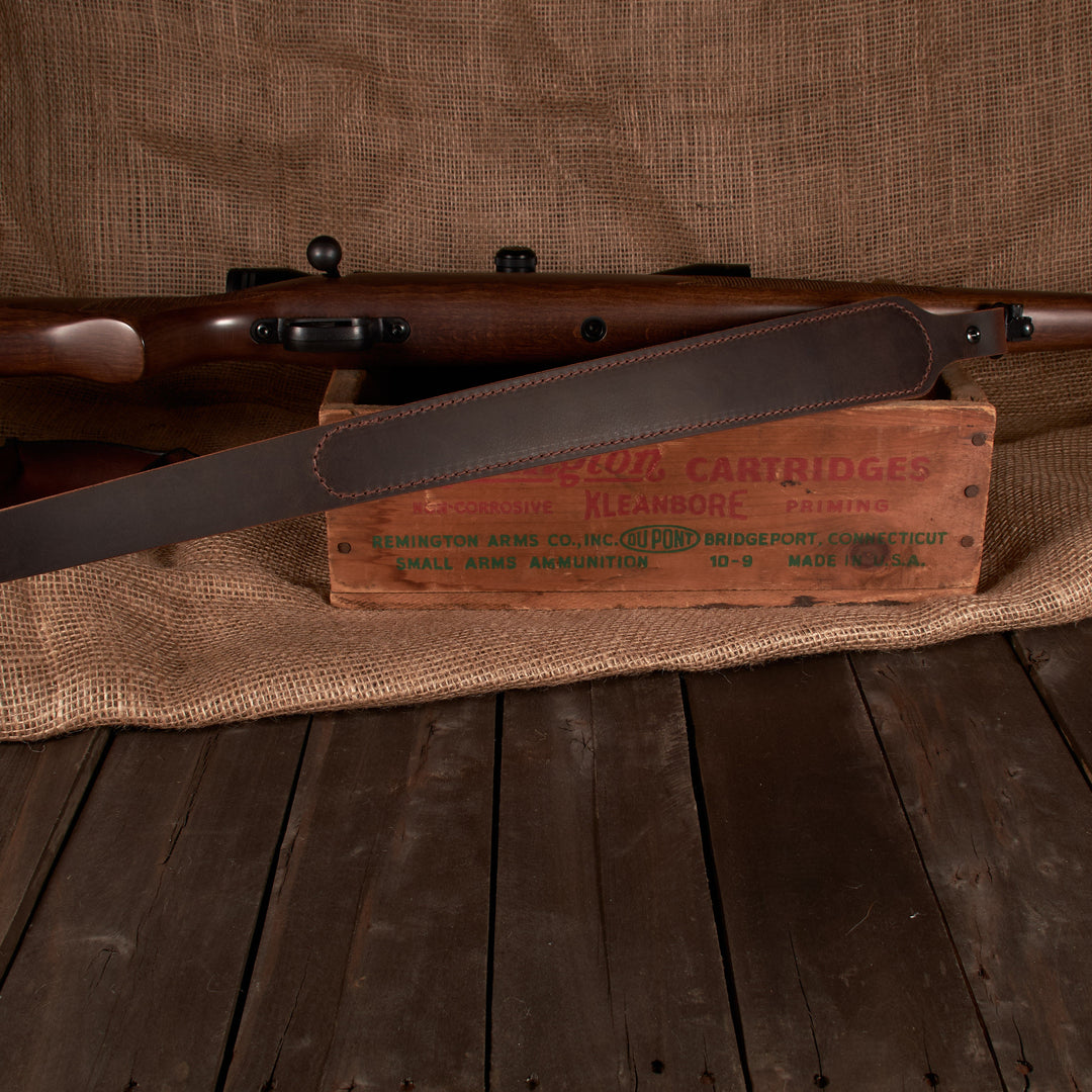 BF700 Buffalo Leather Cobra Style Rifle Sling – Padded with Suede Back – Amish Handmade in USA