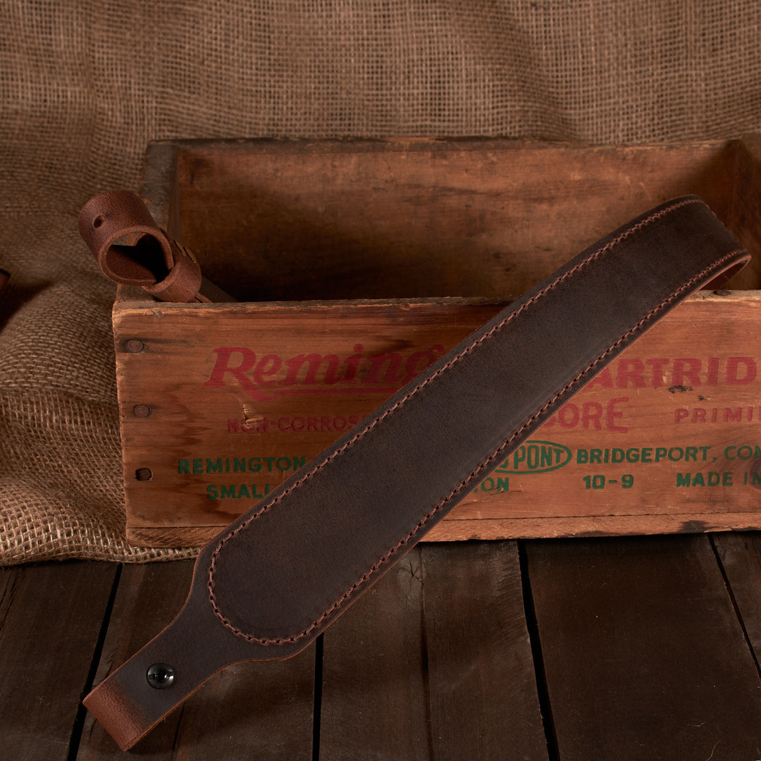 BF700 Buffalo Leather Cobra Style Rifle Sling – Padded with Suede Back – Amish Handmade in USA