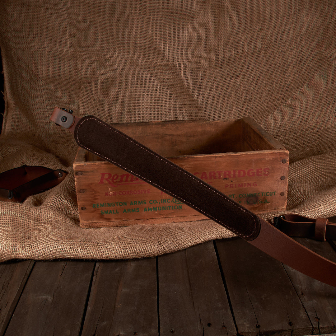 BF700 Buffalo Leather Cobra Style Rifle Sling – Padded with Suede Back – Amish Handmade in USA
