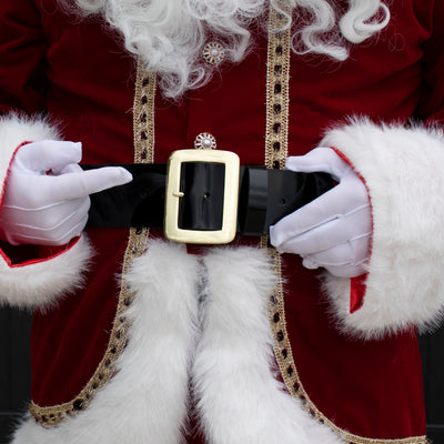 Santa Claus Belt, 2.5" Wide Patent Leather, Solid Brass Buckle