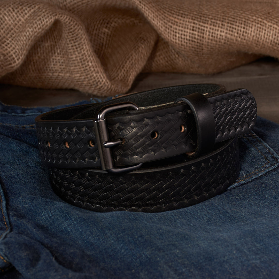 THE OUTFITTER HD SERIES - BASKETWEAVE LEATHER BELT 1.5”