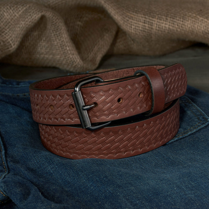 THE OUTFITTER HD SERIES - BASKETWEAVE LEATHER BELT 1.5”