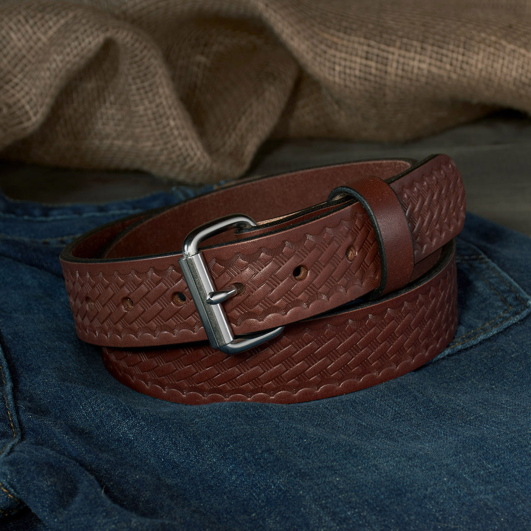 THE OUTFITTER HD SERIES - BASKETWEAVE LEATHER BELT 1.5”