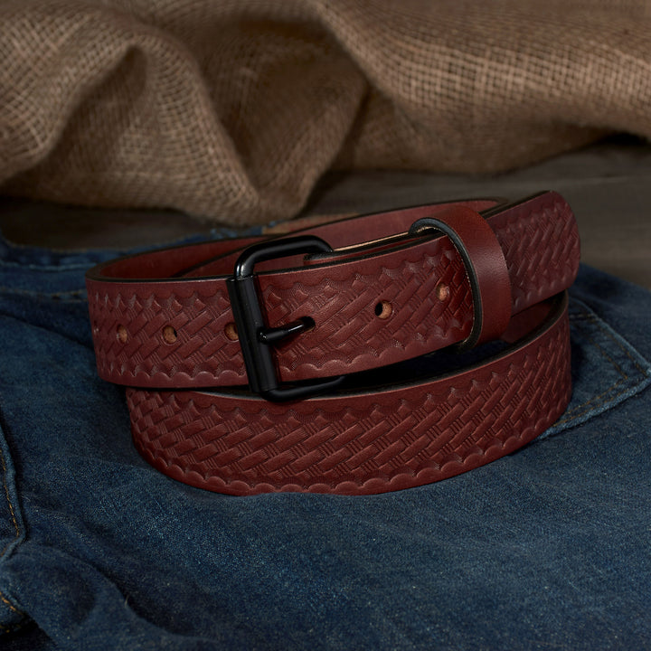 THE OUTFITTER HD SERIES - BASKETWEAVE LEATHER BELT 1.5”