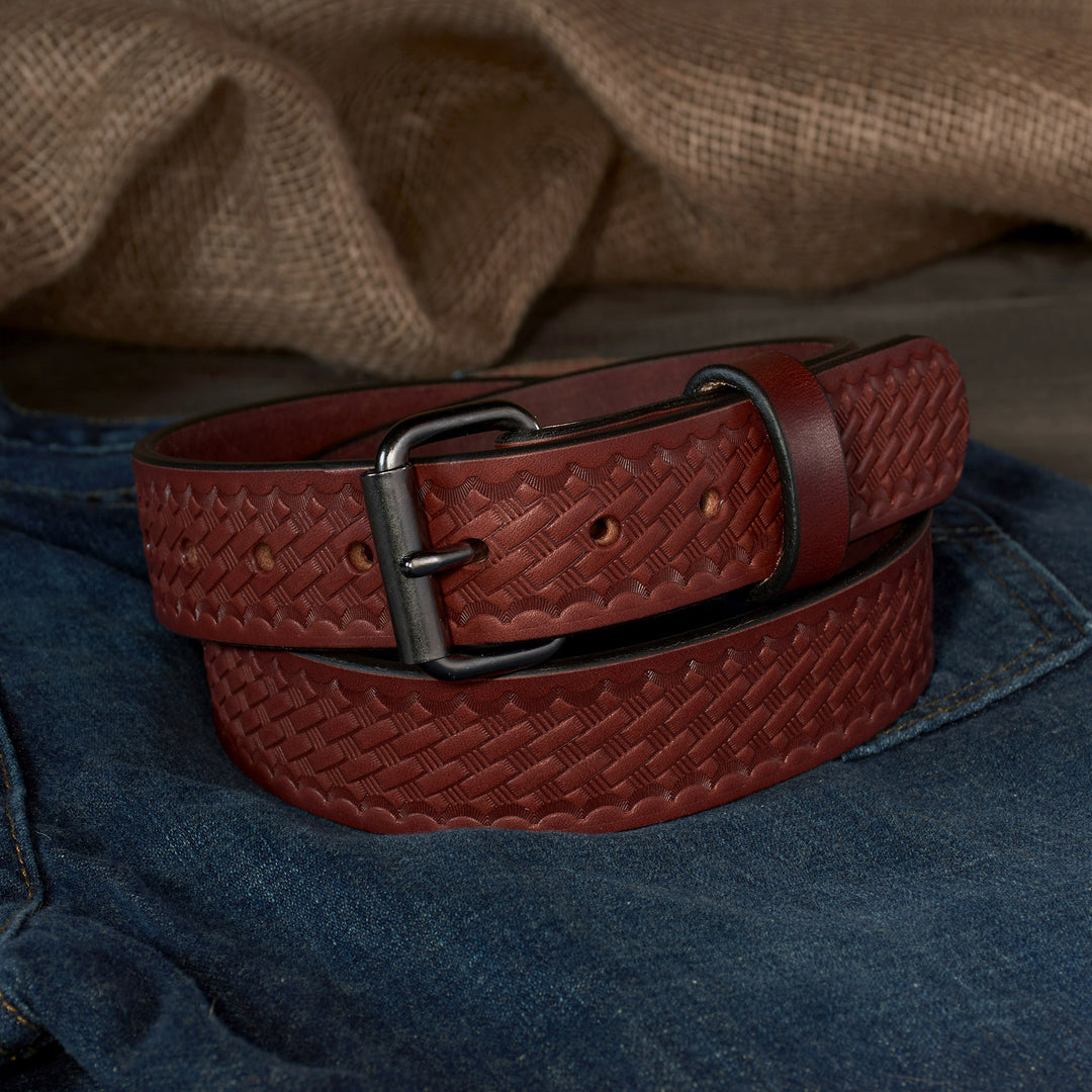 THE OUTFITTER HD SERIES - BASKETWEAVE LEATHER BELT 1.5”