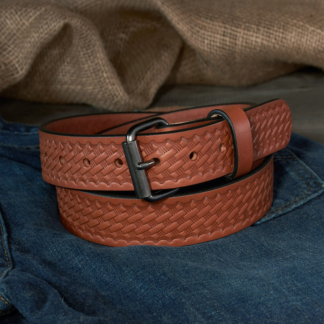 THE OUTFITTER HD SERIES - BASKETWEAVE LEATHER BELT 1.5”