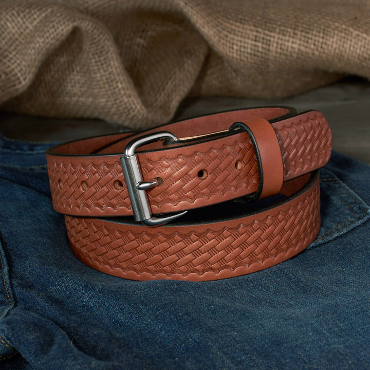 THE OUTFITTER HD SERIES - BASKETWEAVE LEATHER BELT 1.5”