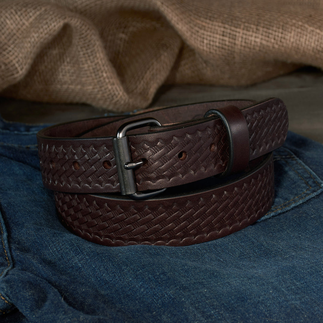 THE OUTFITTER HD SERIES - BASKETWEAVE LEATHER BELT 1.5”