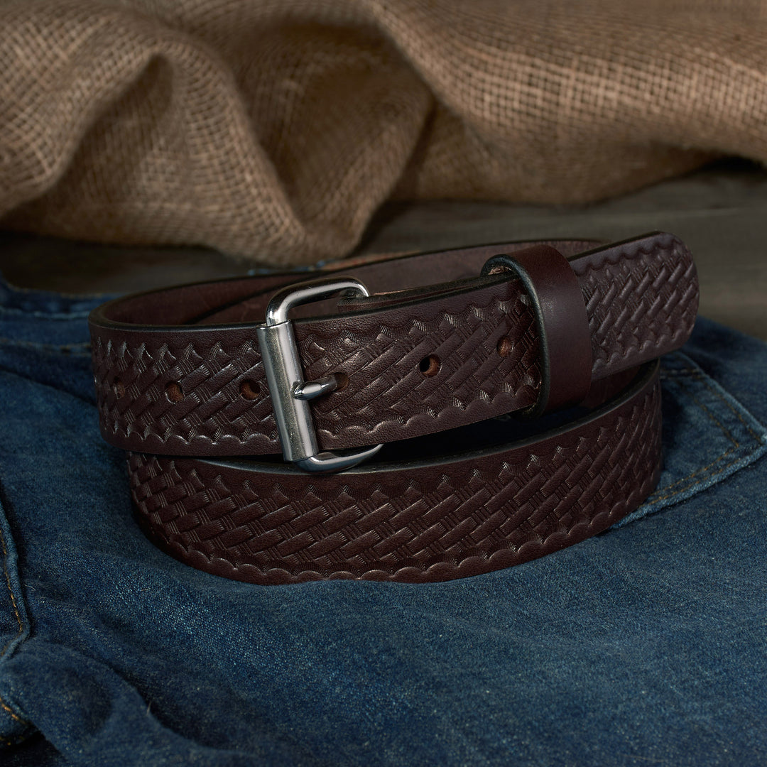 THE OUTFITTER HD SERIES - BASKETWEAVE LEATHER BELT 1.5”