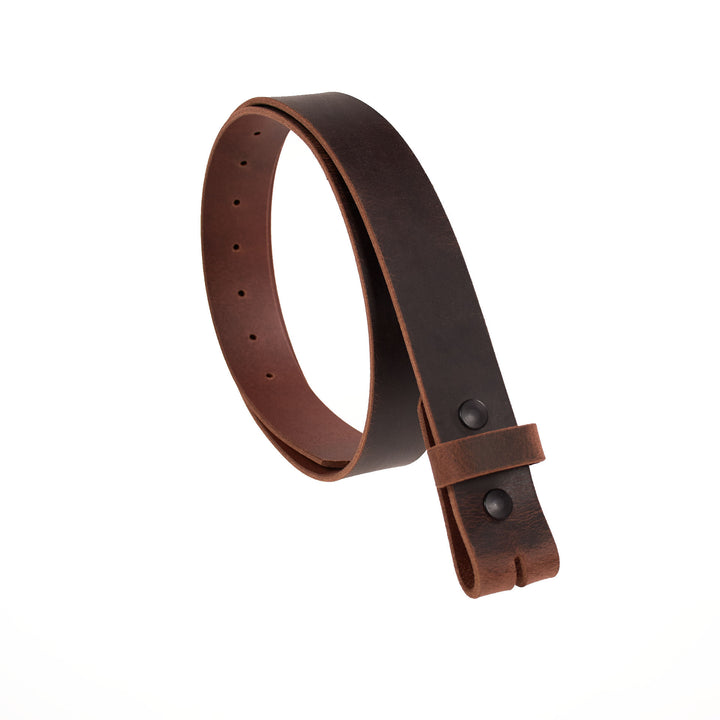 Brown leather belt on a white background