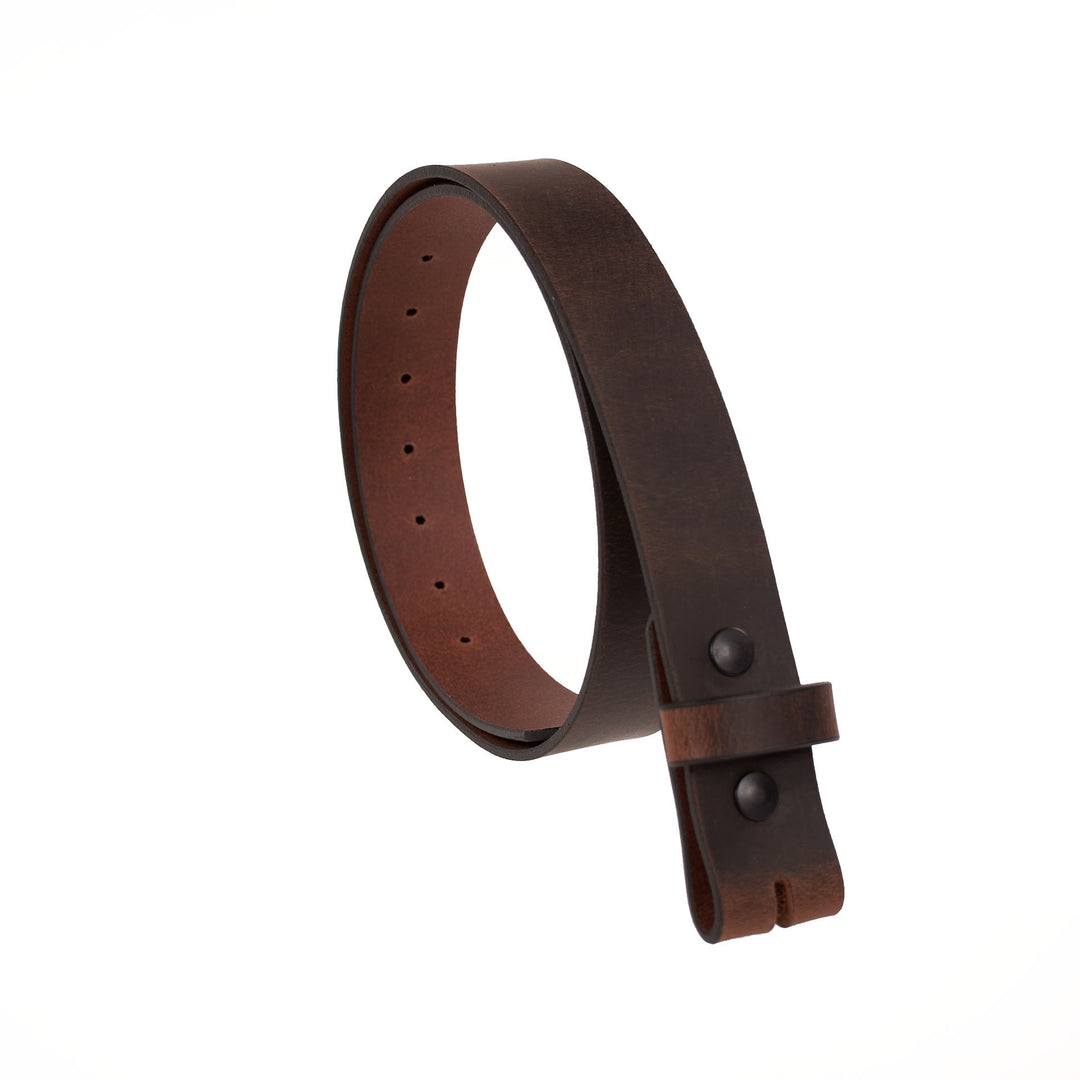 Brown leather belt on a white background