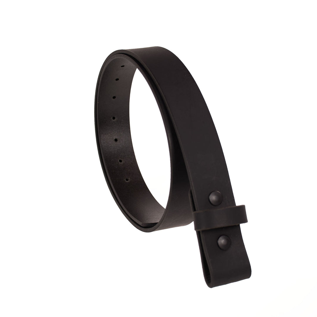Black leather belt on a white background