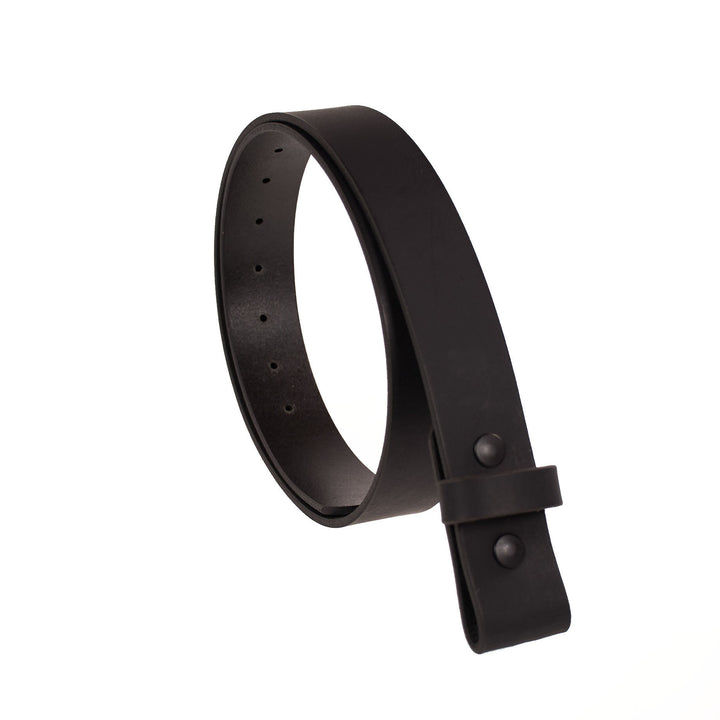 Black leather belt on a white background