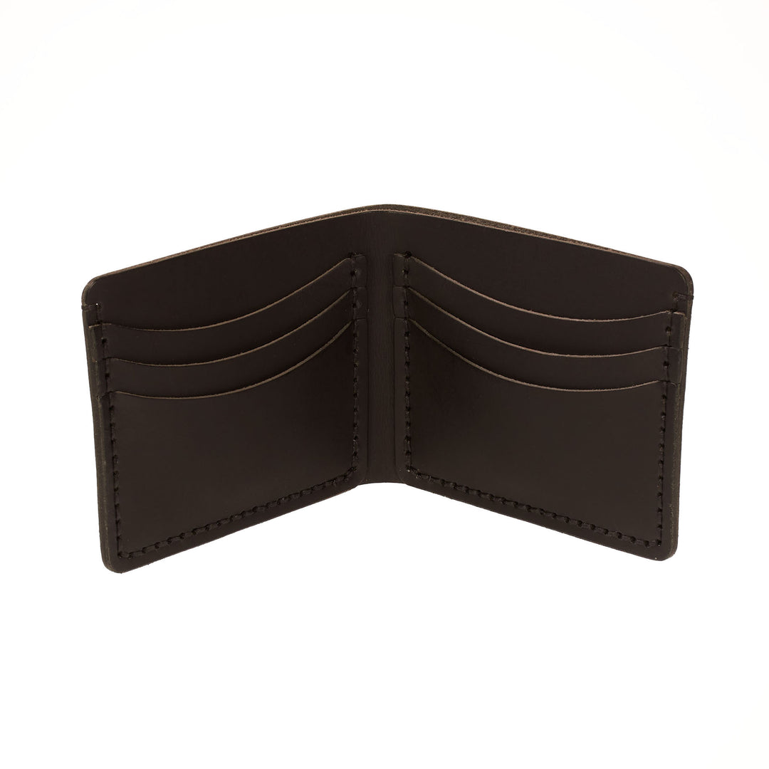 Black leather wallet on a white background