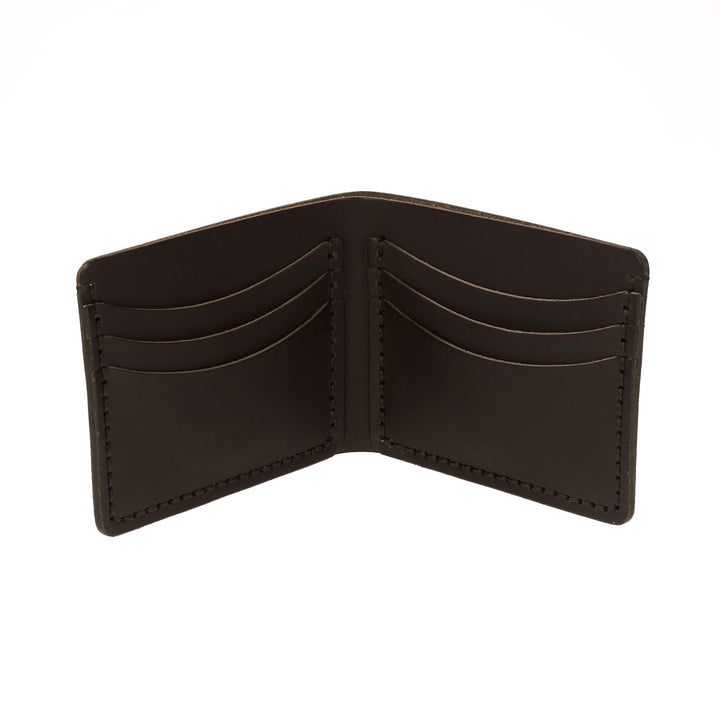 Black leather wallet on a white background