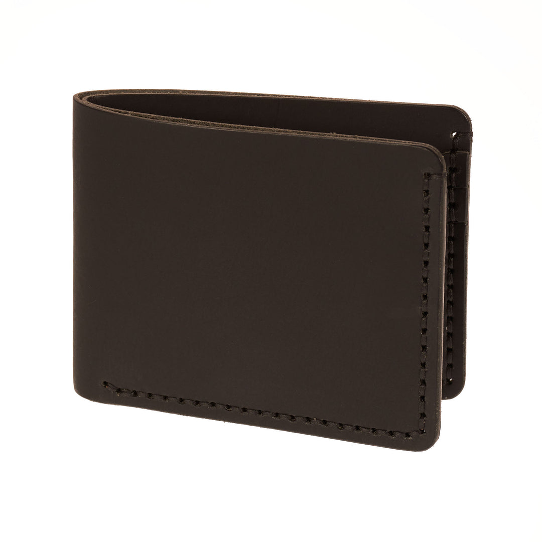 Black leather wallet on a white background