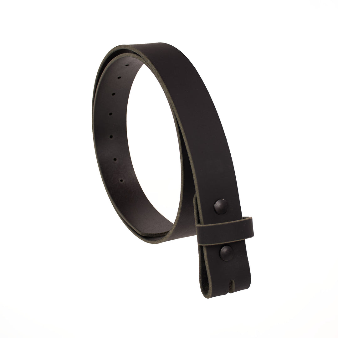 Black leather belt on a white background