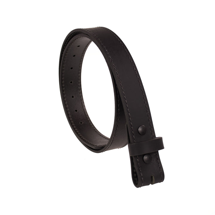 Black leather belt on a white background