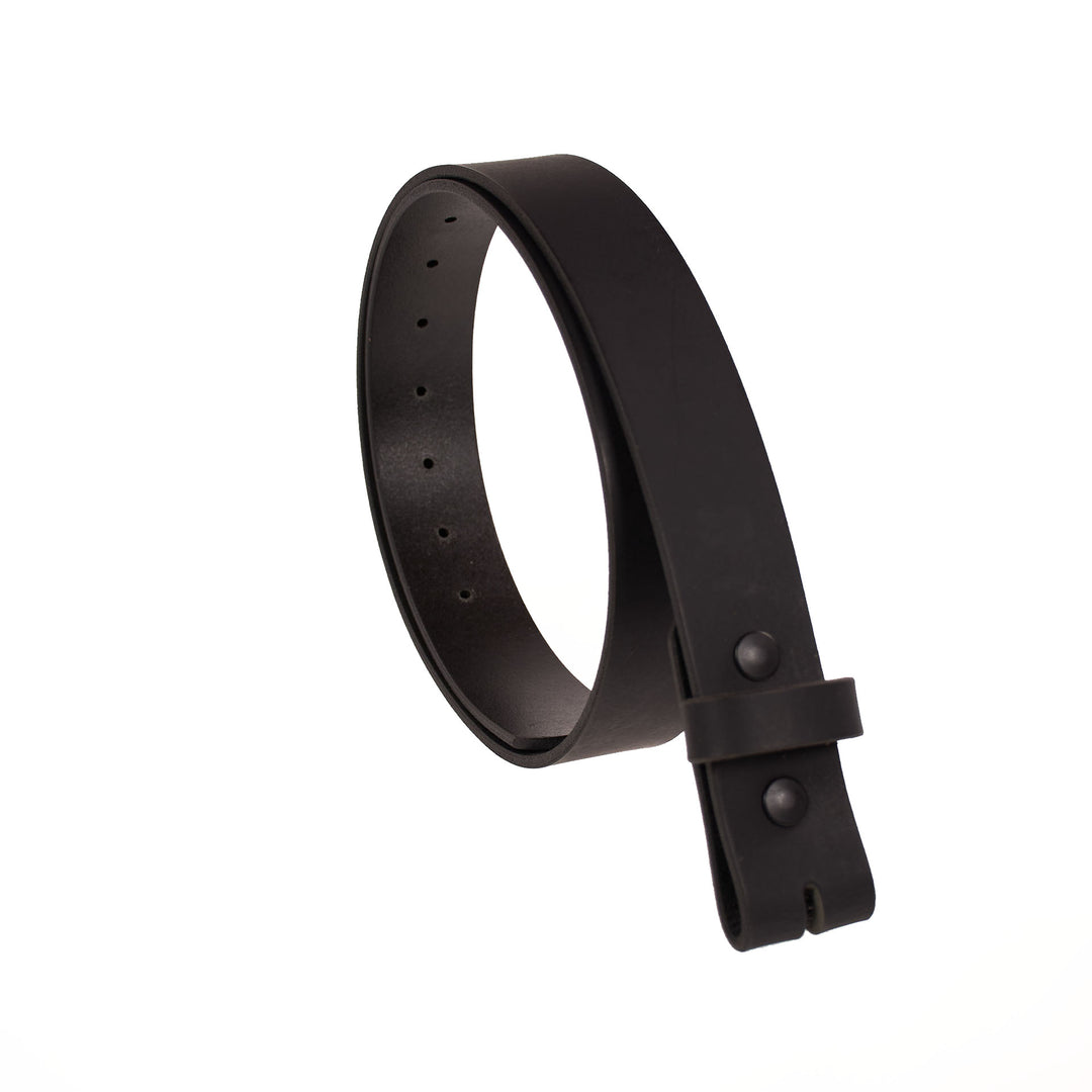 Black leather belt on a white background