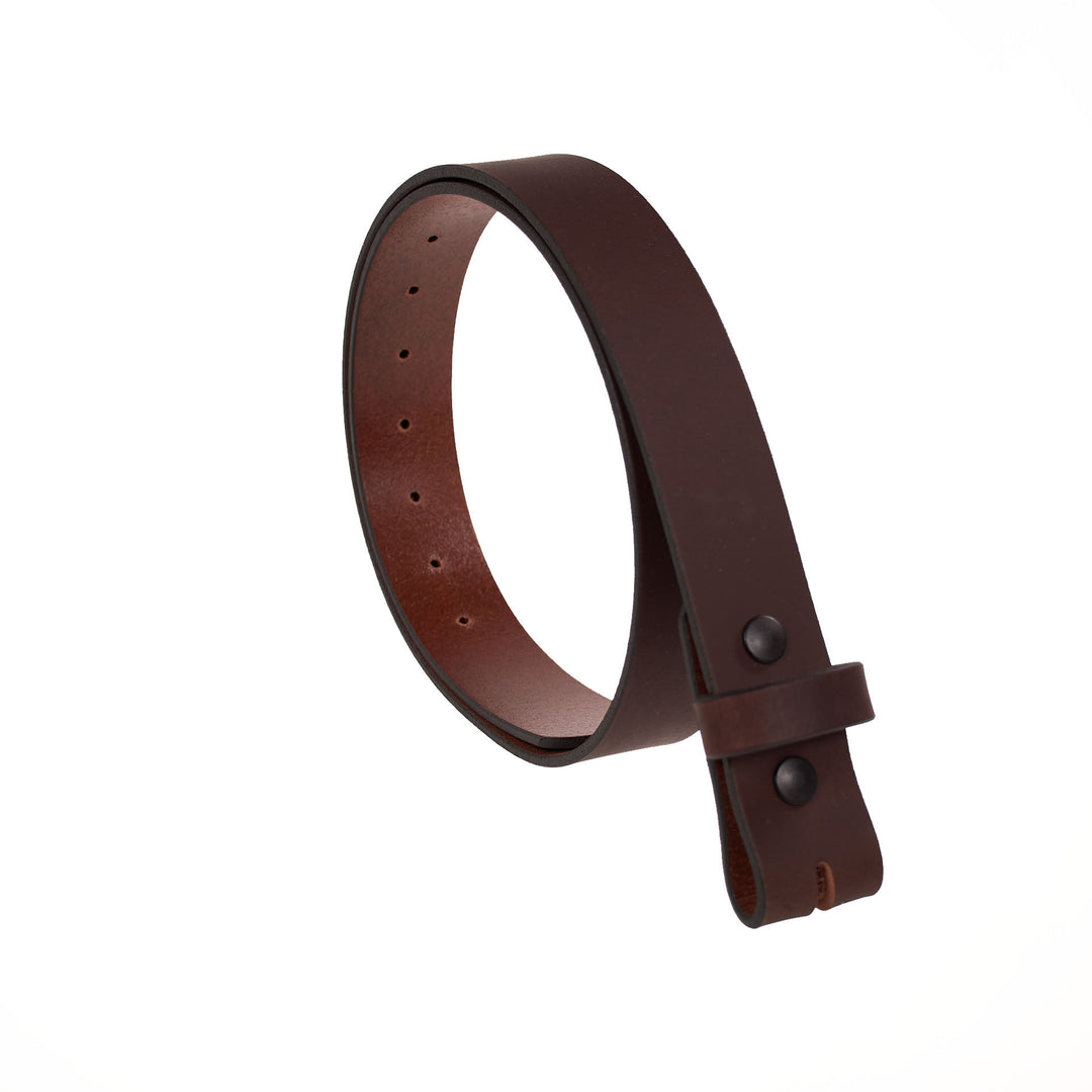 Brown leather belt on a white background