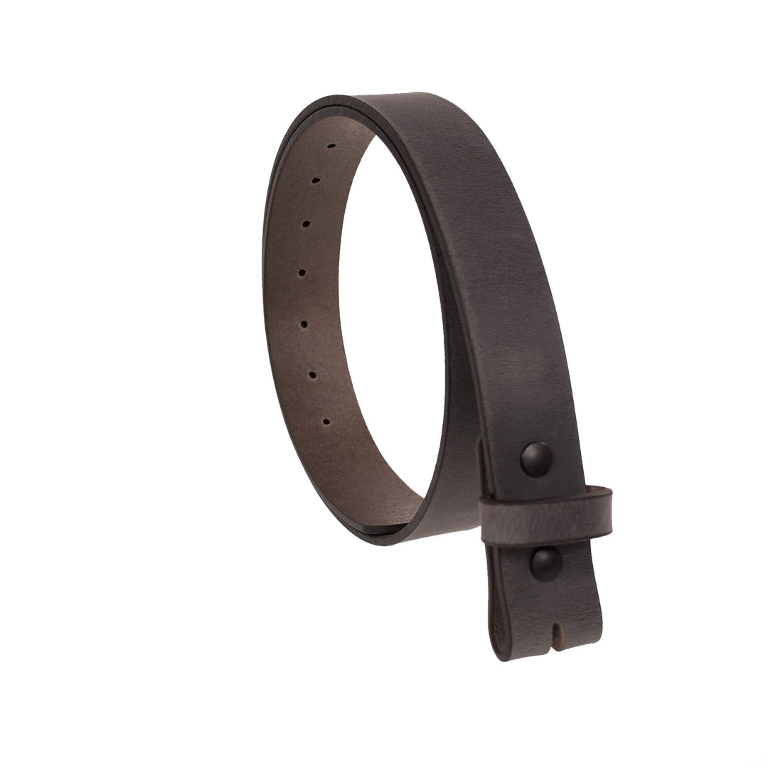 Gray leather belt on a white background