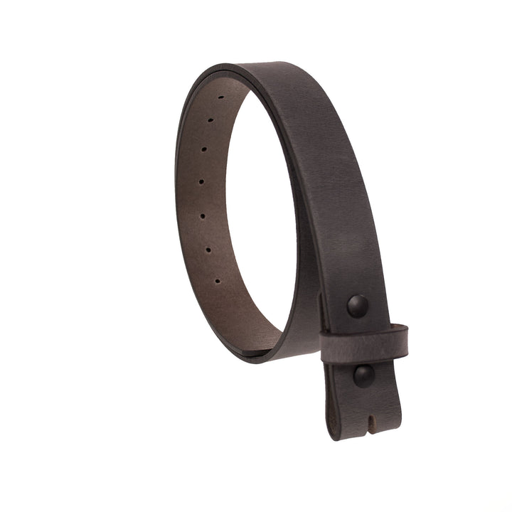 Gray leather belt on a white background