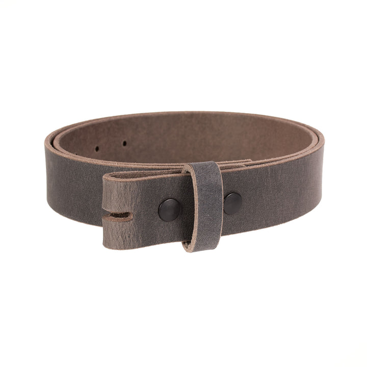 Brown leather belt with a buckle on a white background
