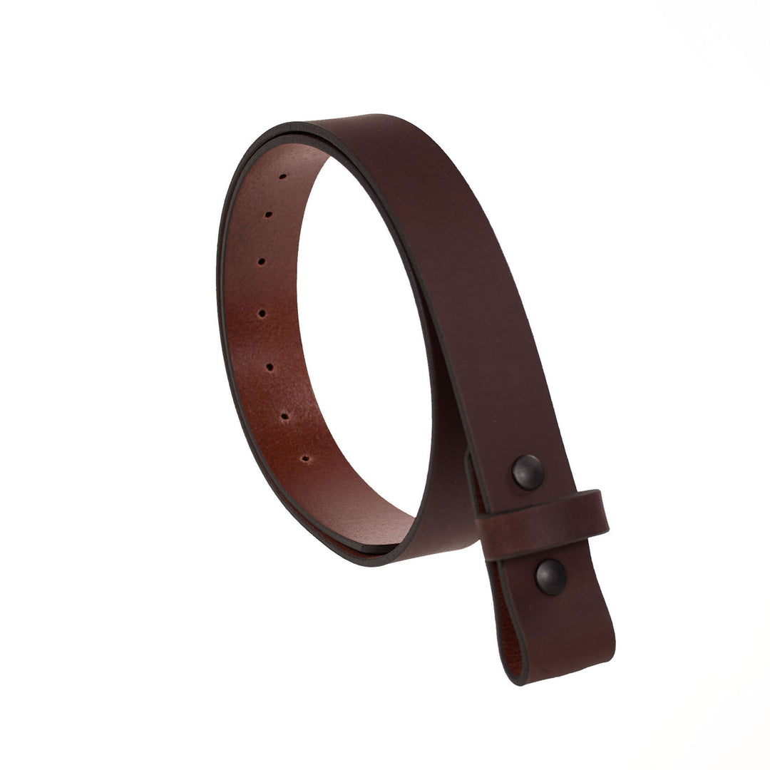 Brown leather belt on a white background