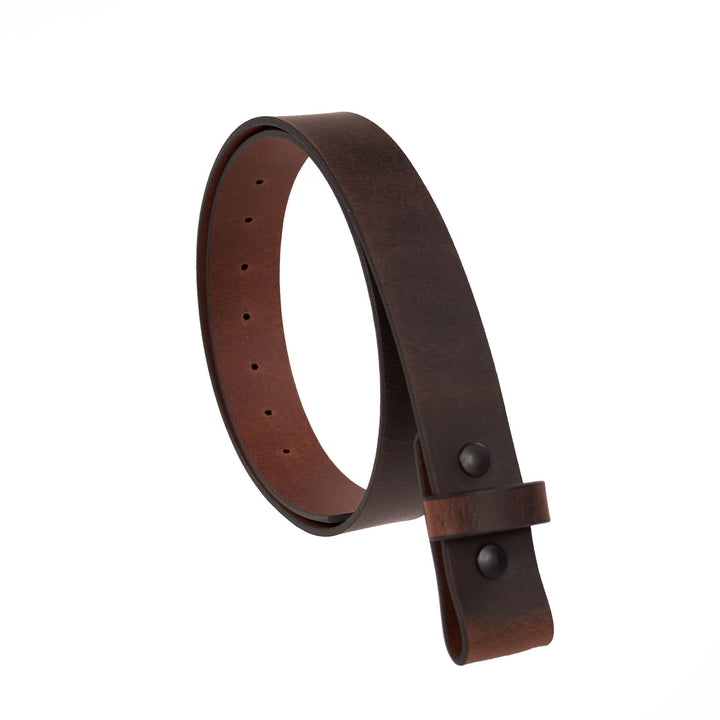 Brown leather belt on a white background