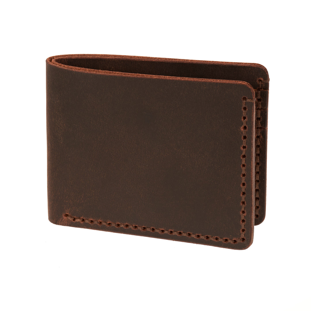Brown leather Bifold wallet with white background
