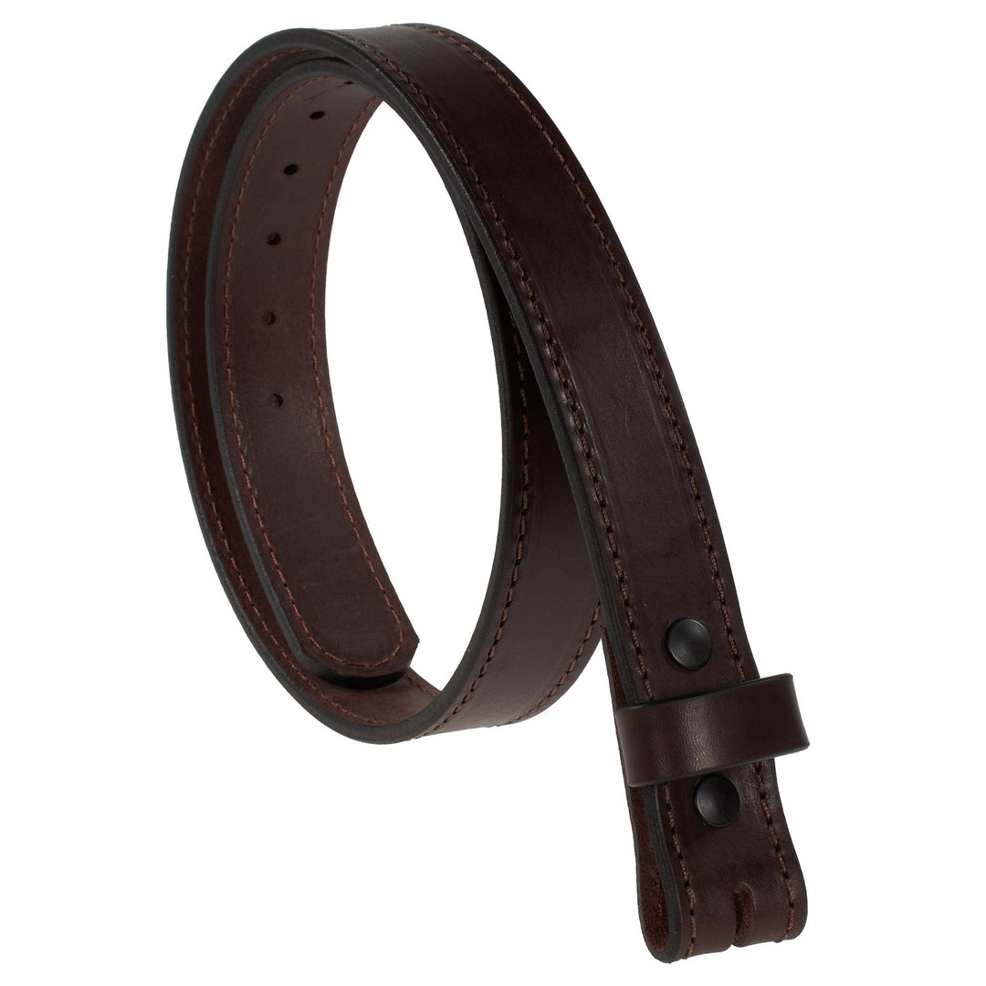 Brown leather belt on a white background