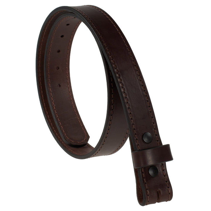 Brown leather belt on a white background