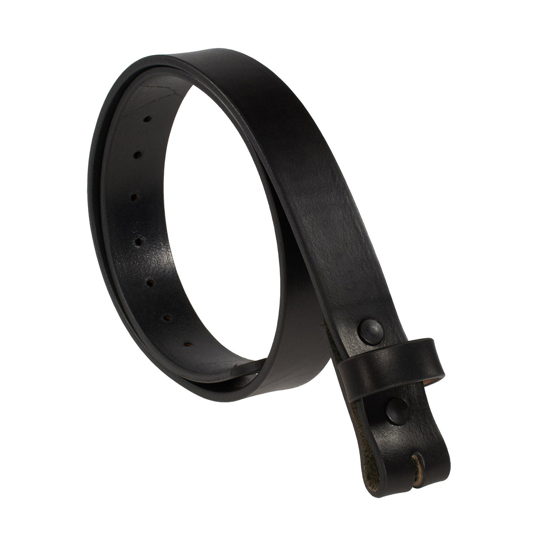 Black leather belt on a white background