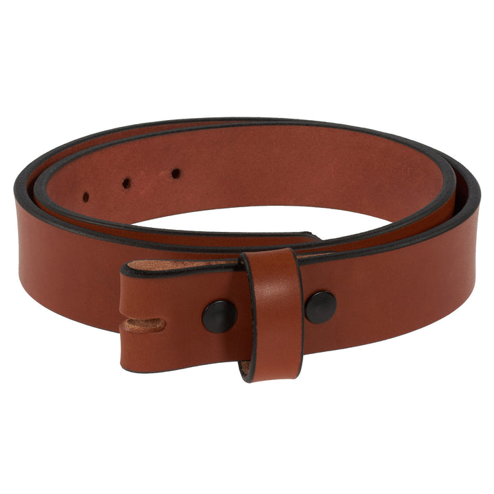 Brown leather belt with a buckle on a white background