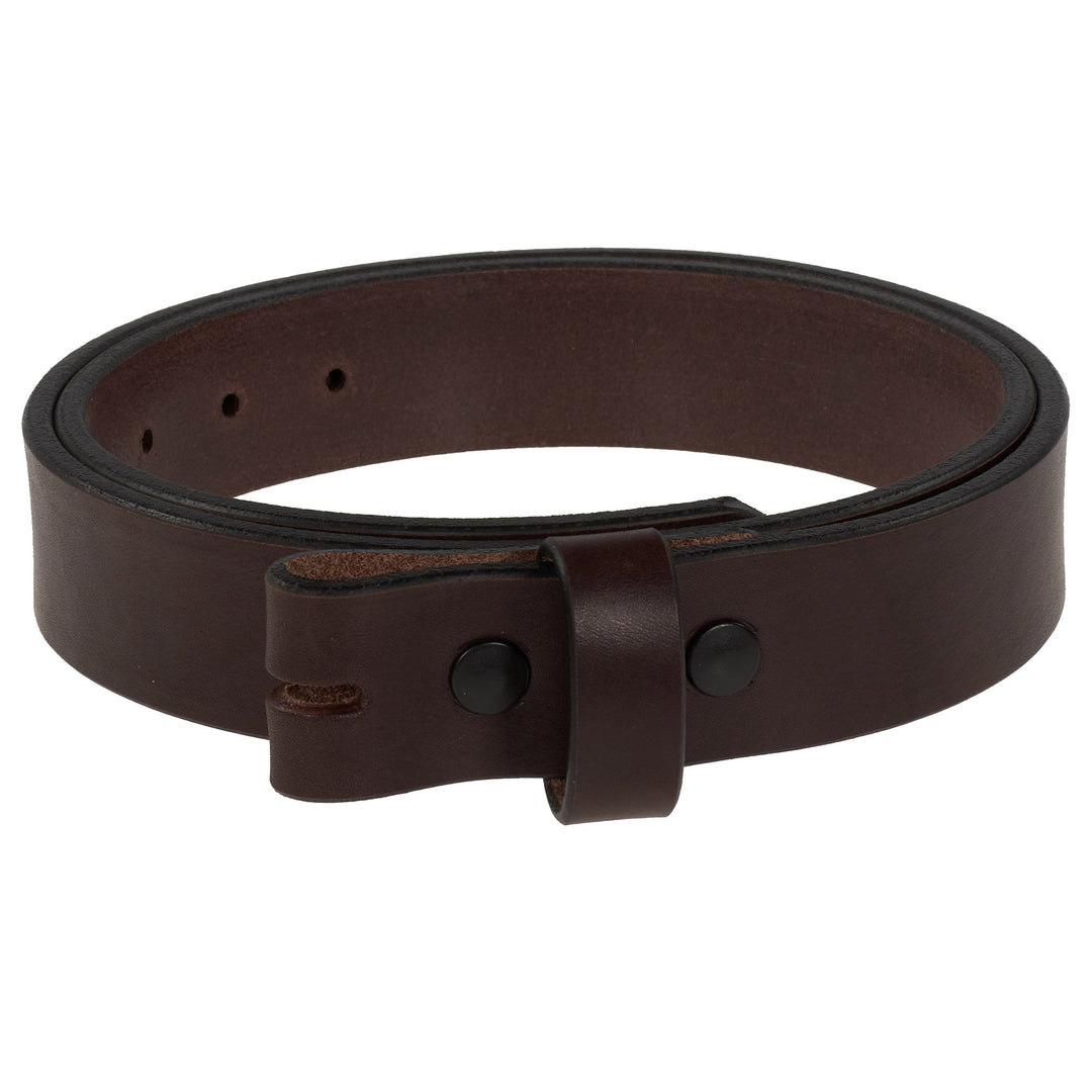 Brown leather belt on a white background