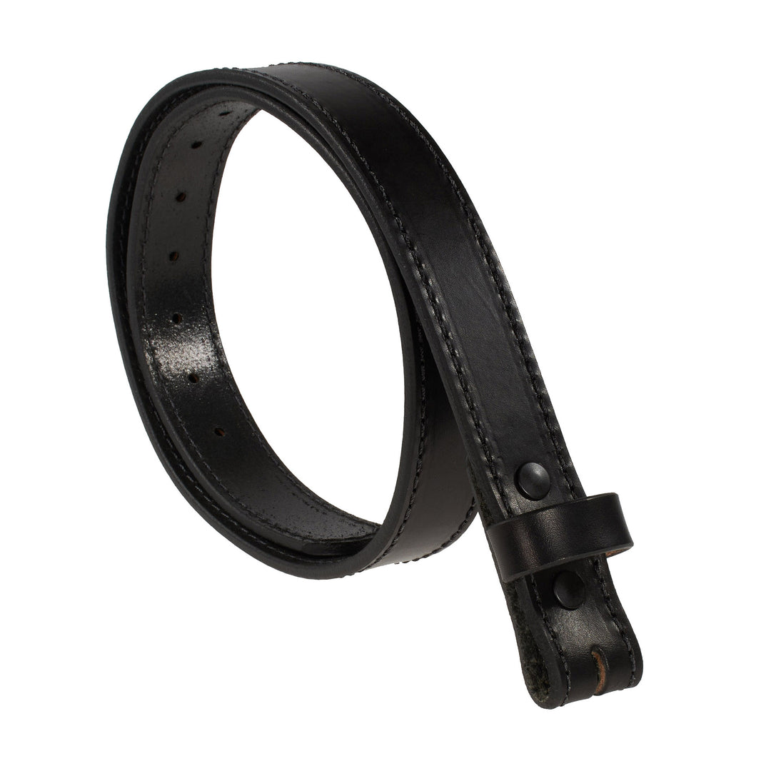 Black leather belt on a white background