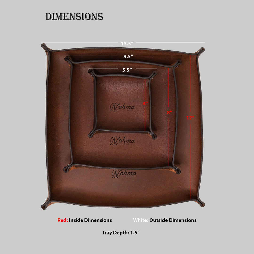 Premium USA-Made Leather Square Trays - Perfect Desk Organizer